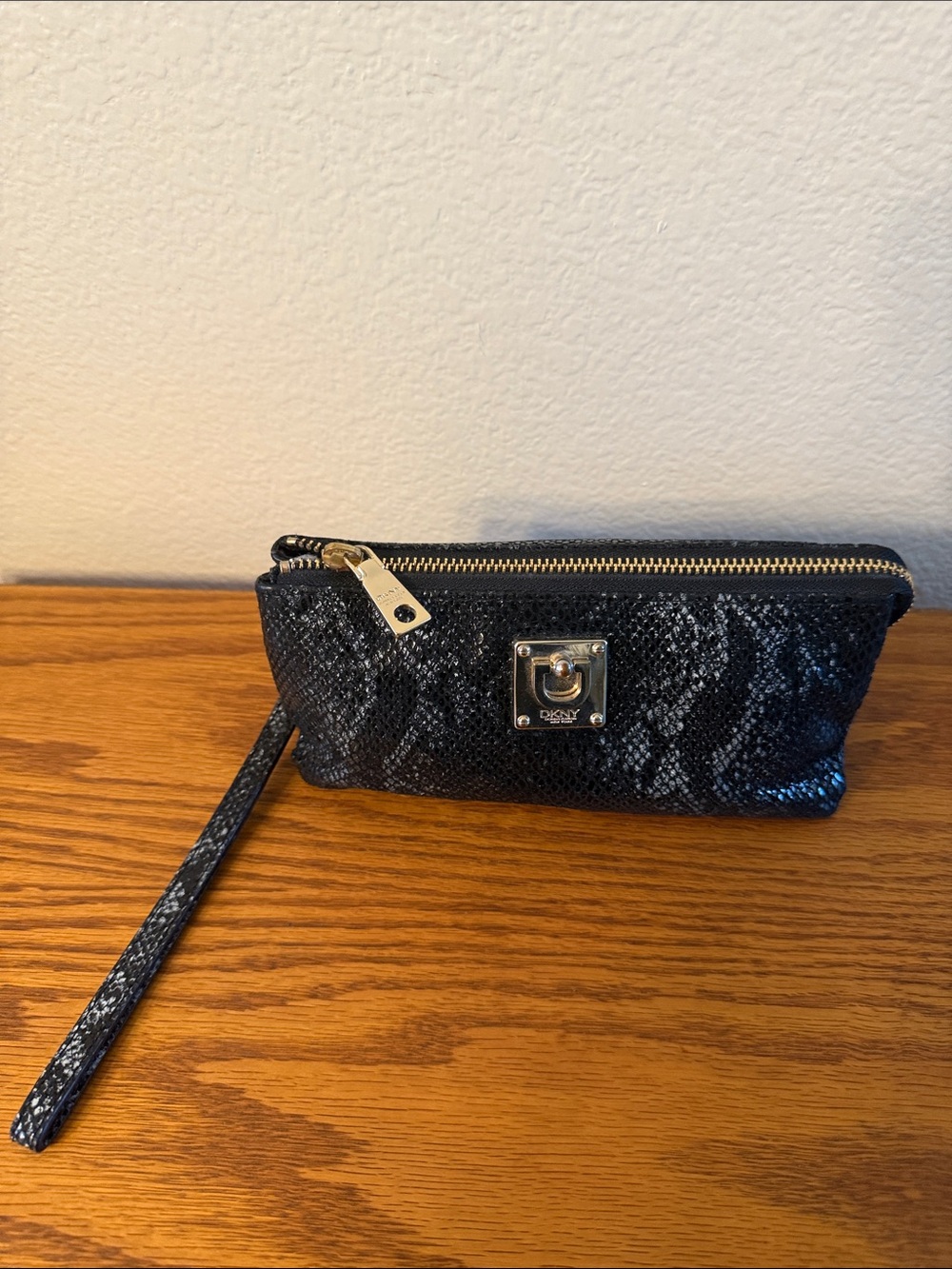 DKNY metallic python clutch wallet